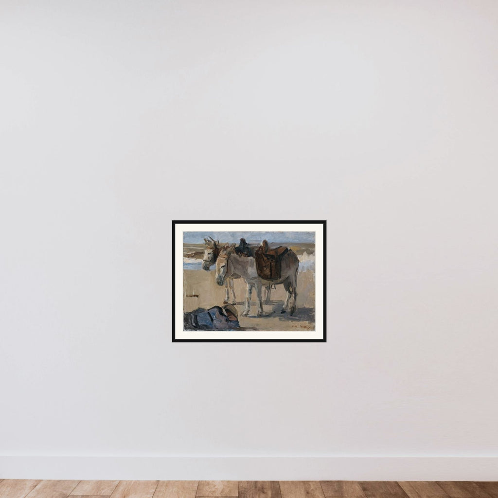 Two Donkeys framed — shown to scale