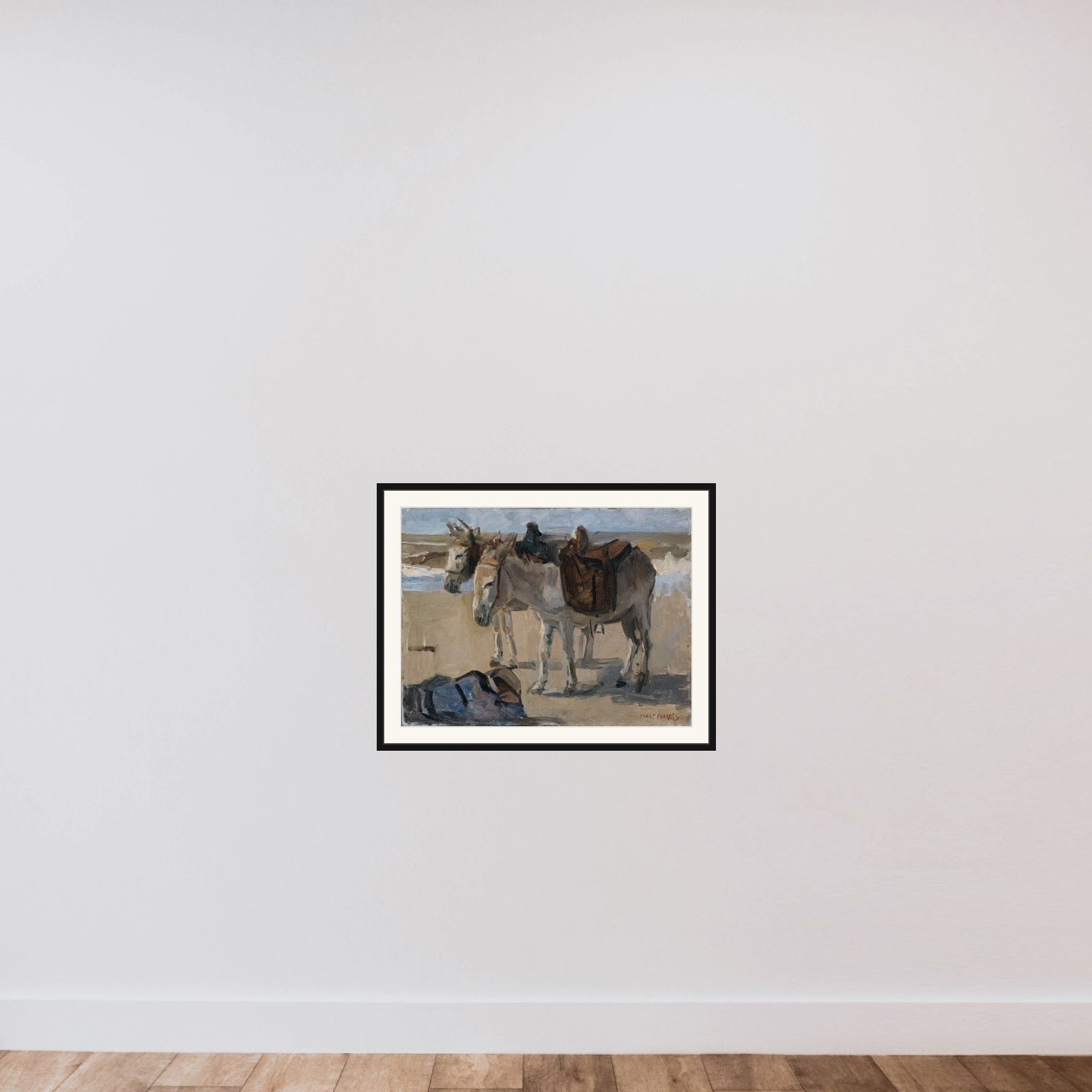 Two Donkeys framed — shown to scale