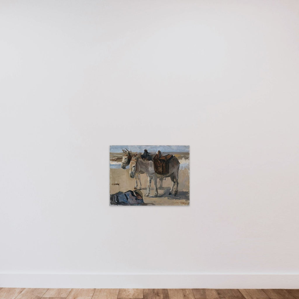 Two Donkeys unframed — shown to scale