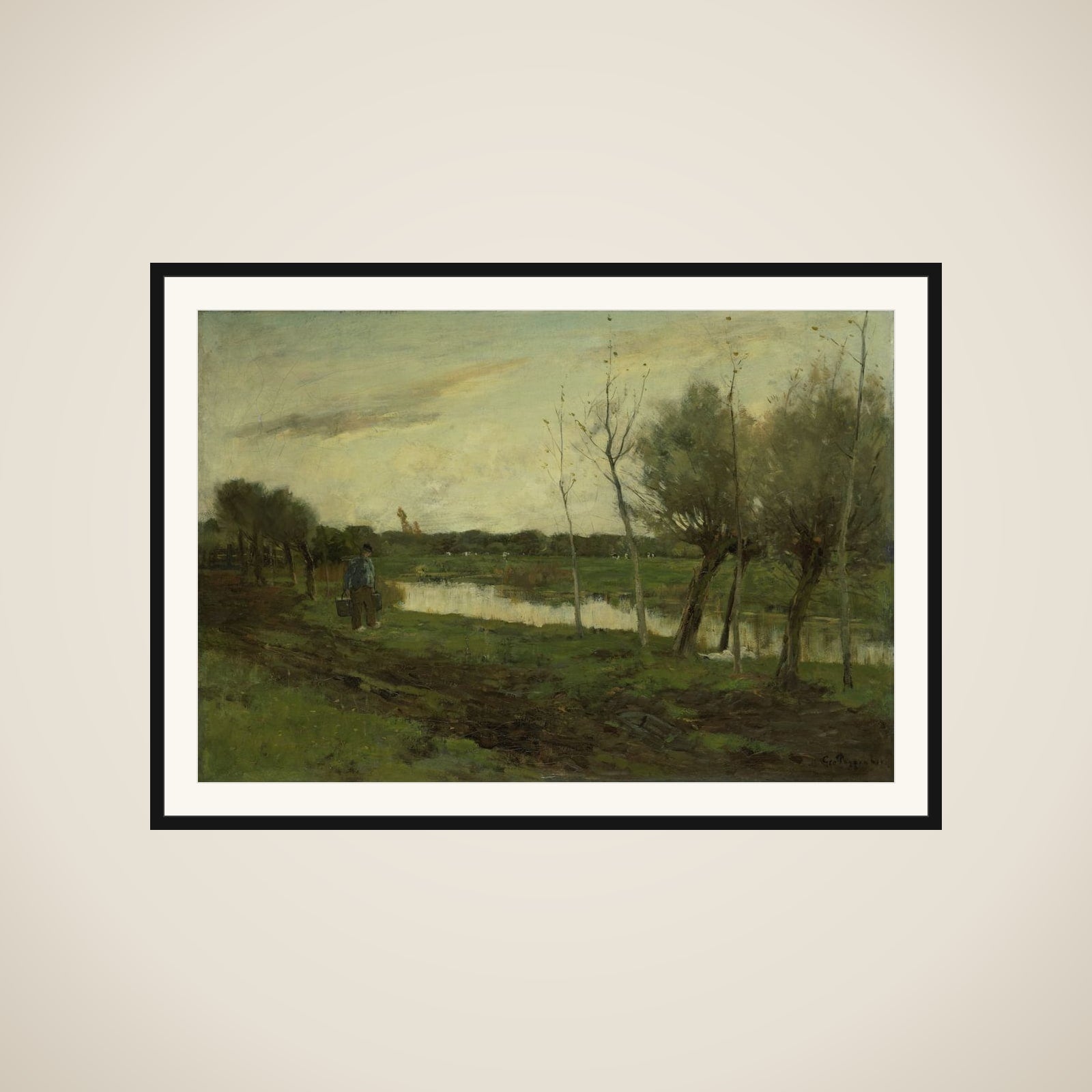 Landscape with een vaart framed