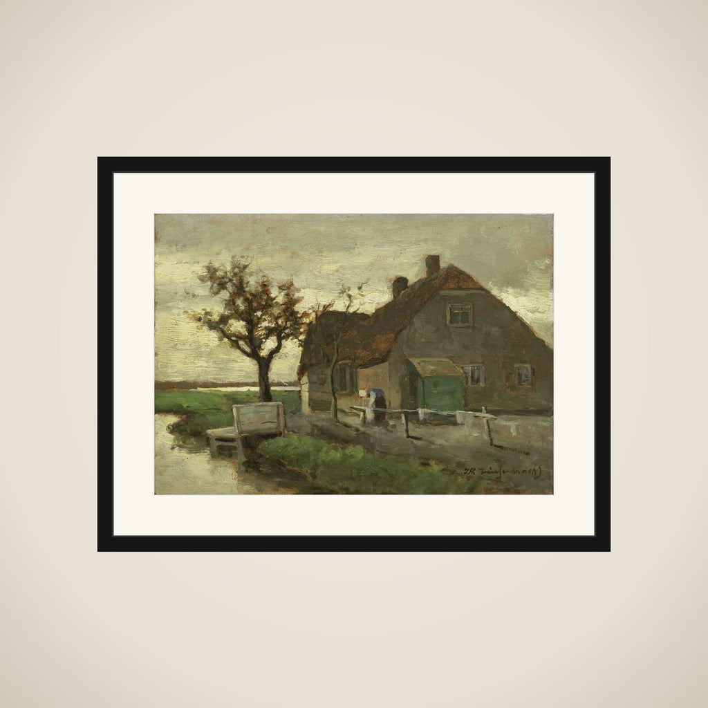 Boerenhuis aan een vaart framed