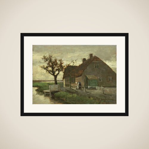 Boerenhuis aan een vaart framed
