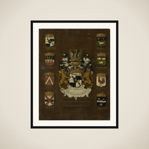 Coat of Arms of Jan van Reyersbergh with its eight quarterings framed