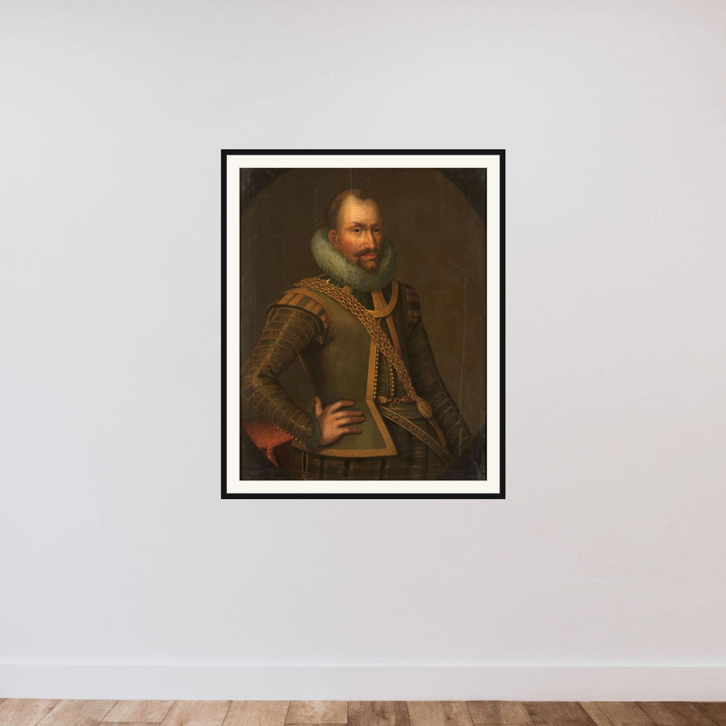 Portrait of Gerard Reynst, Governor-General of the Dutch East Indies framed — shown to scale