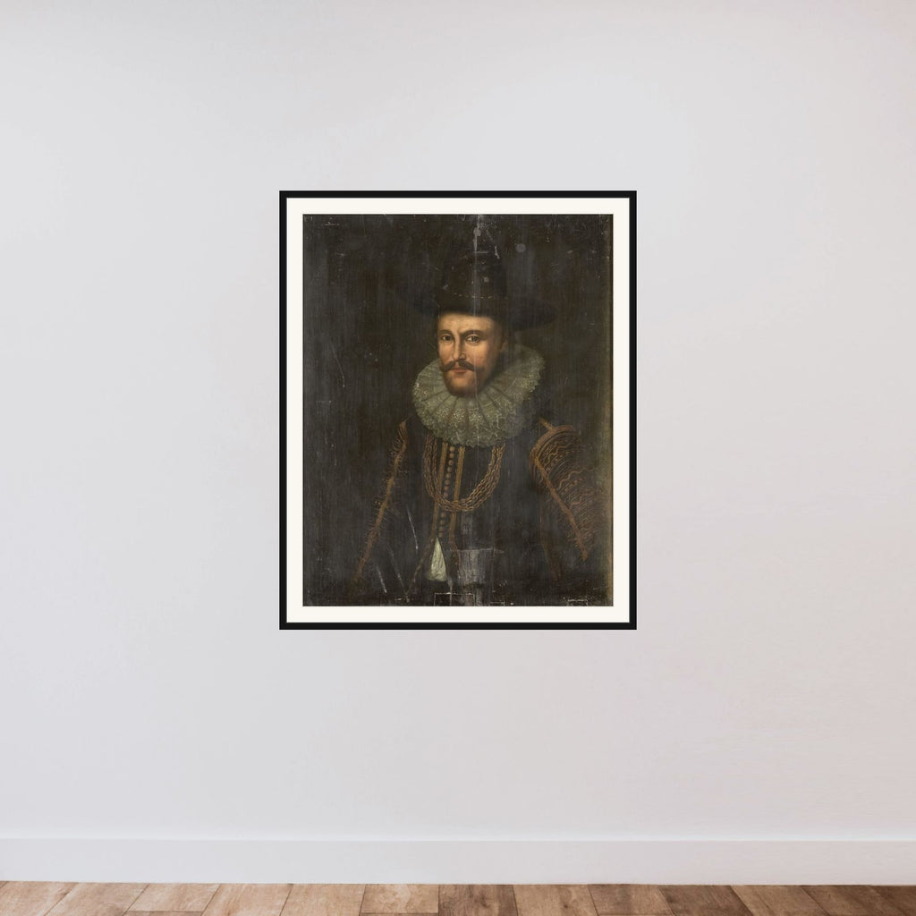 Portrait of Laurens Reael, Governor-General of the Dutch East Indies framed — shown to scale