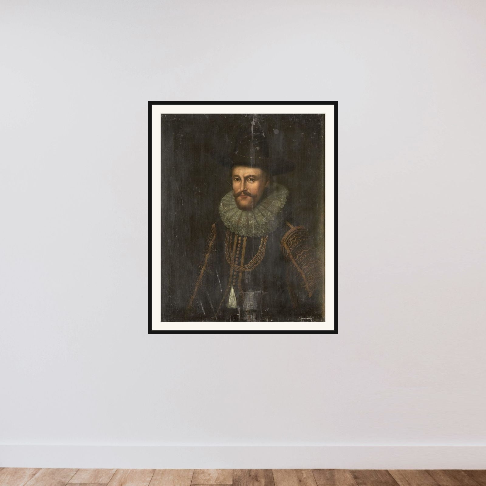 Portrait of Laurens Reael, Governor-General of the Dutch East Indies framed — shown to scale