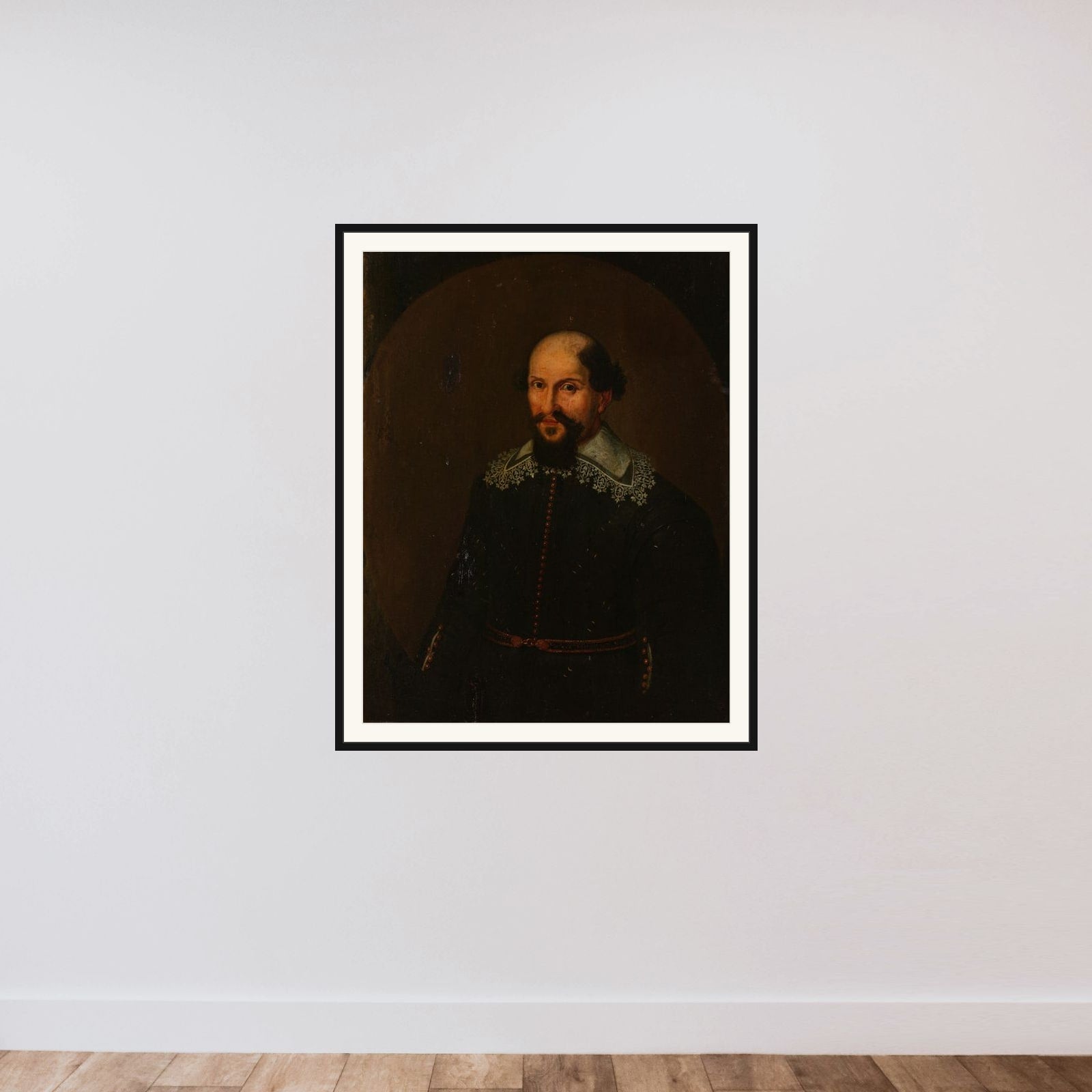 Portrait of Jacques Specx, Governor-General of the Dutch East Indies framed — shown to scale