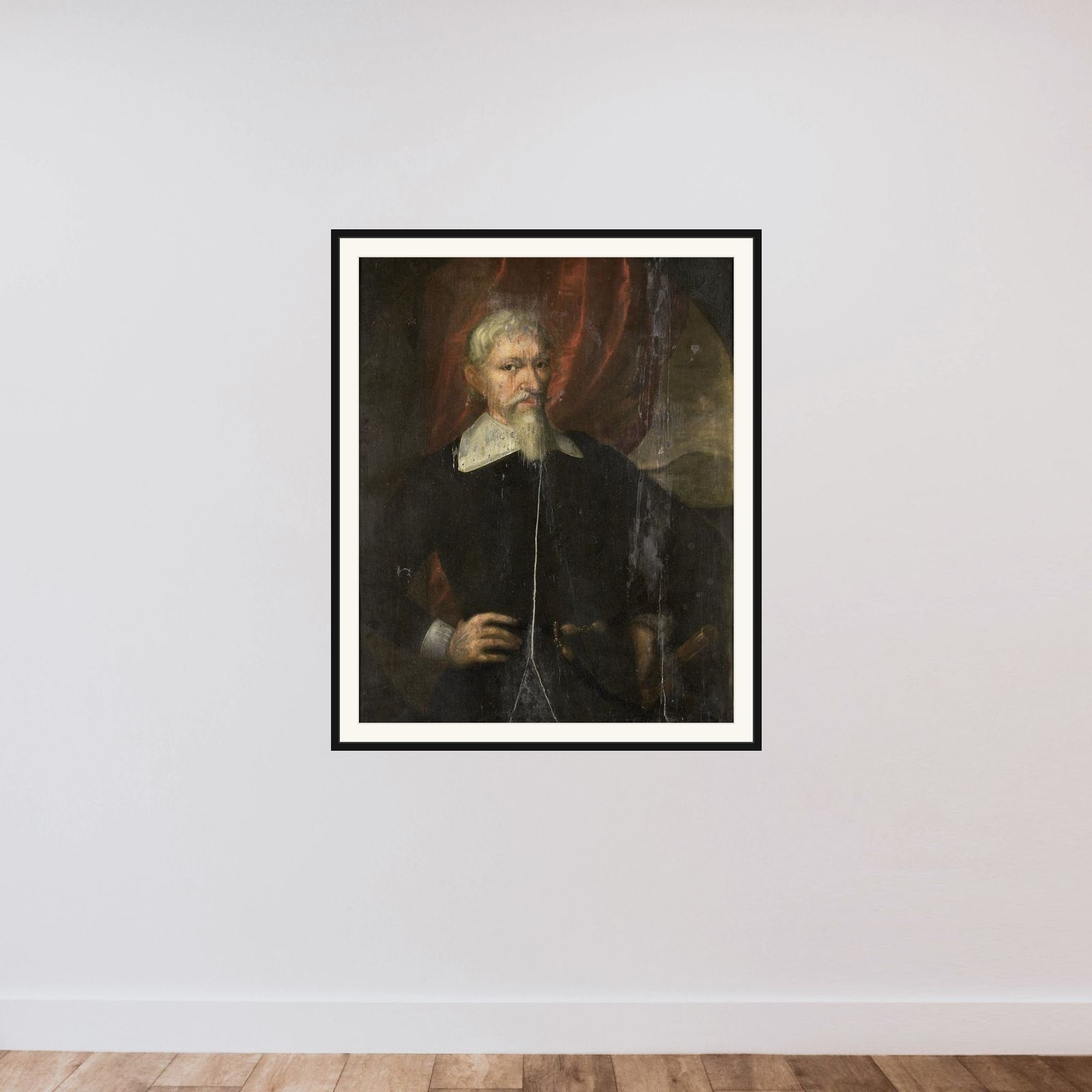 Portrait of Hendrik Brouwer, Governor-General of the Dutch East Indies framed — shown to scale