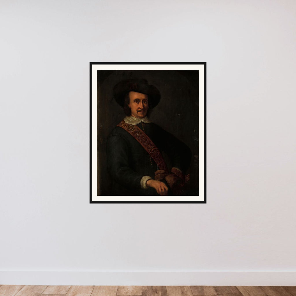 Portrait of Cornelis van der Lijn, Governor-General of the Dutch East Indies framed — shown to scale