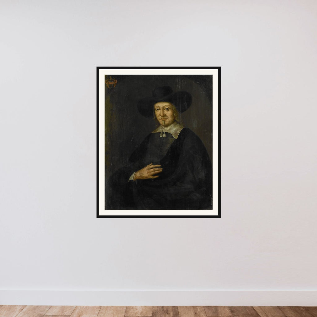Portrait of Karel Reyniersz, Governor-General of the Dutch East Indies framed — shown to scale