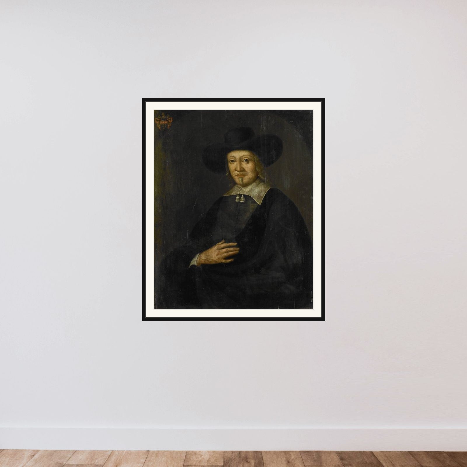 Portrait of Karel Reyniersz, Governor-General of the Dutch East Indies framed — shown to scale