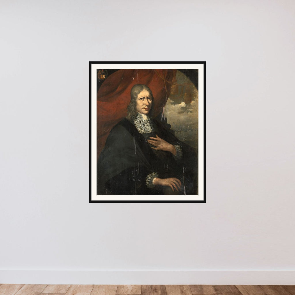 Portrait of Rycklof van Goens, Governor-General framed — shown to scale