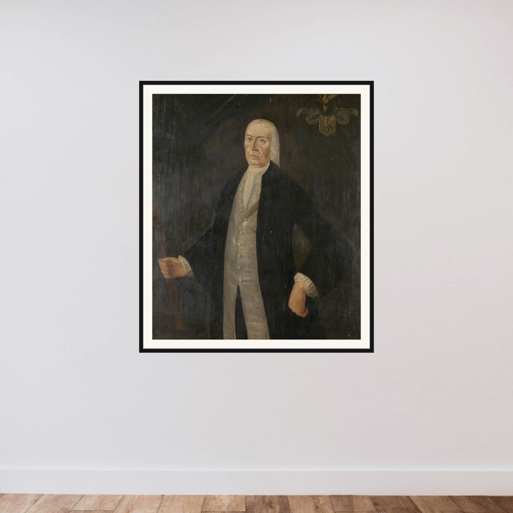 Portrait of Jeremias van Riemsdijk, Governor-General of the Dutch East India Company framed — shown to scale
