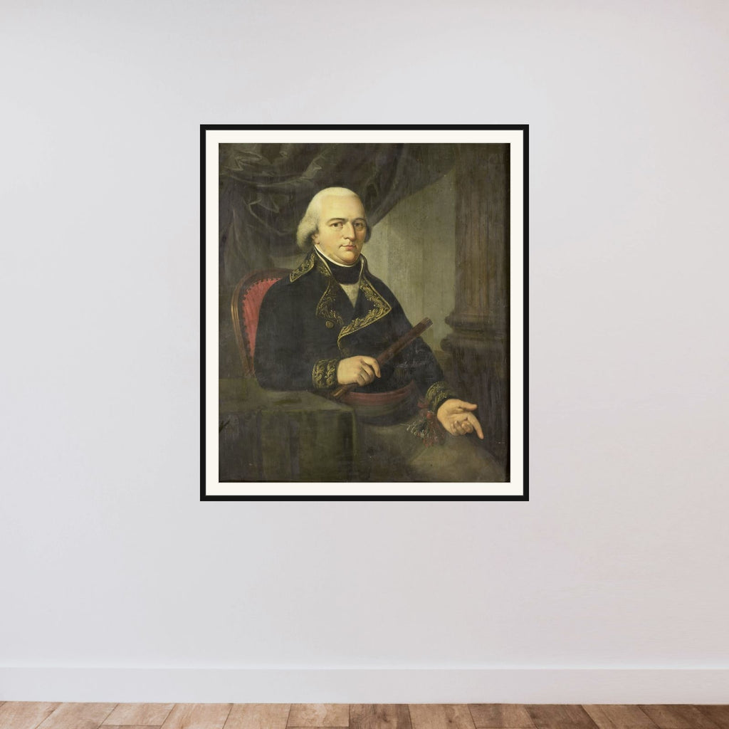 Portrait of Pieter Gerardus van Overstraten, Governor-General of the Dutch East Indies framed — shown to scale