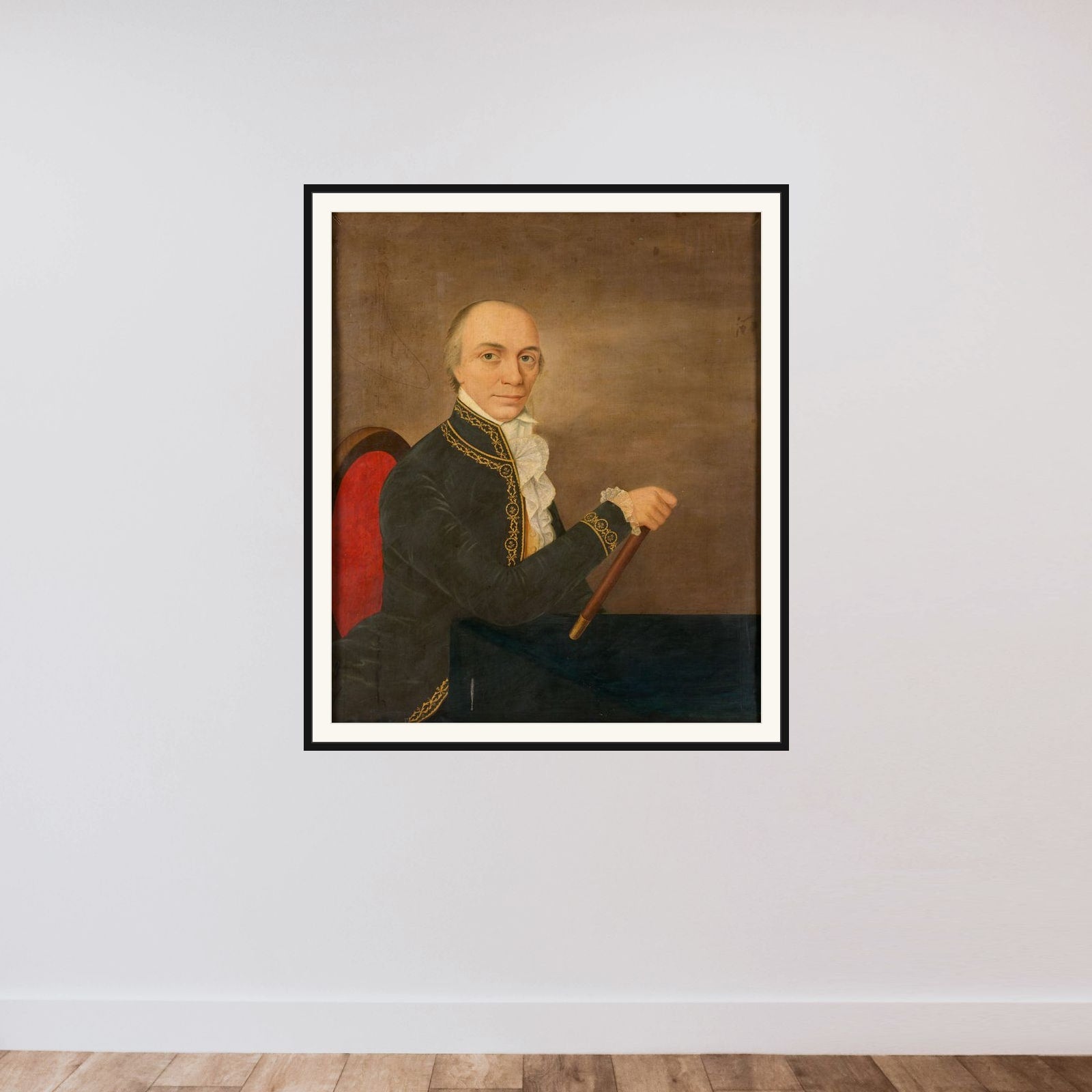 Portrait of Johannes Siberg, Governor-General of the Dutch East Indies framed — shown to scale