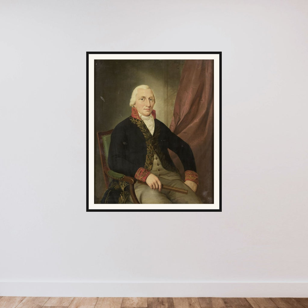 Portrait of Albertus Henricus Wiese, Governor-General of the Dutch East Indies framed — shown to scale