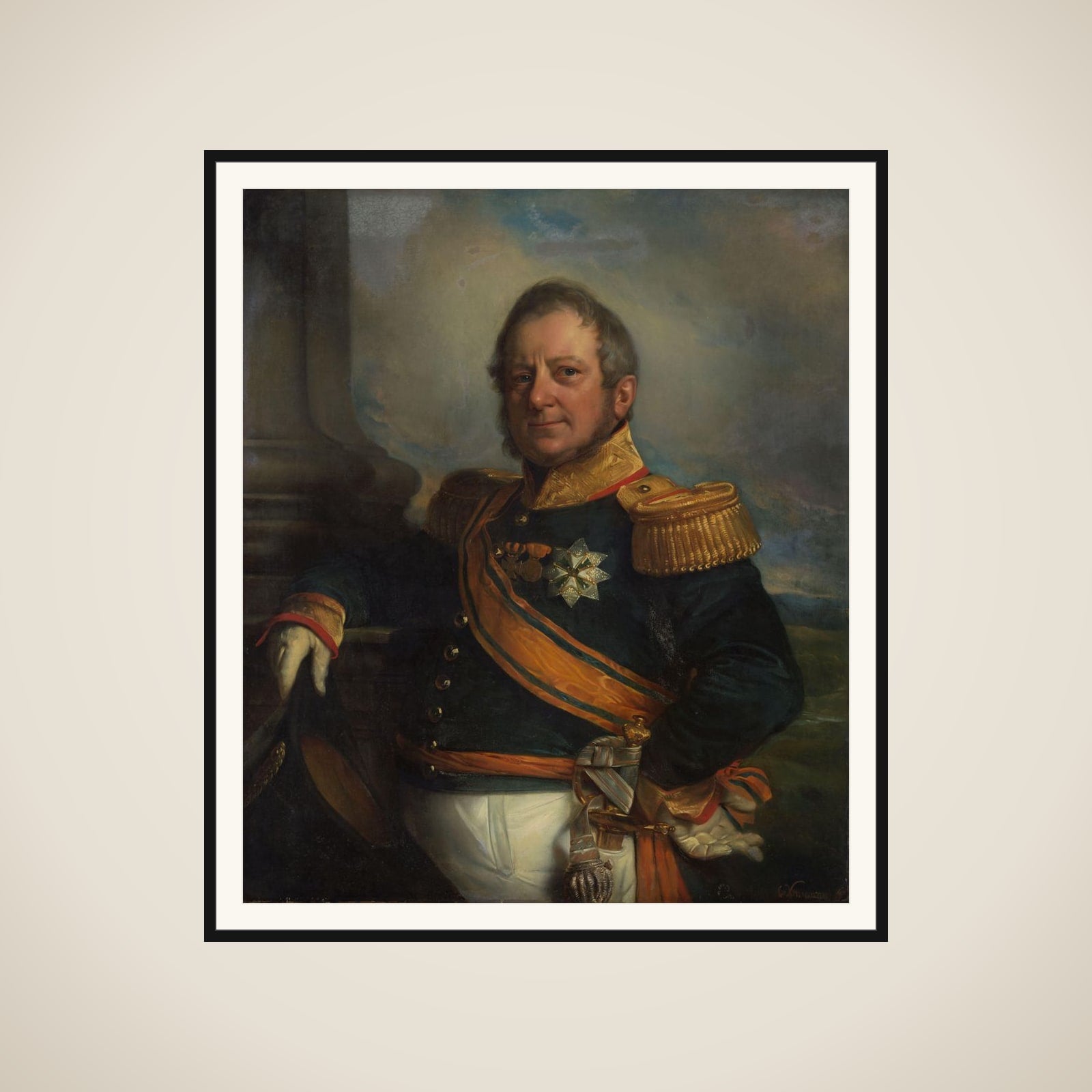 Portrait of Hendrik Merkus, Baron de Kock, Army Commandant and after 1826 Lieutenant Governor-General of the Dutch East Indies framed