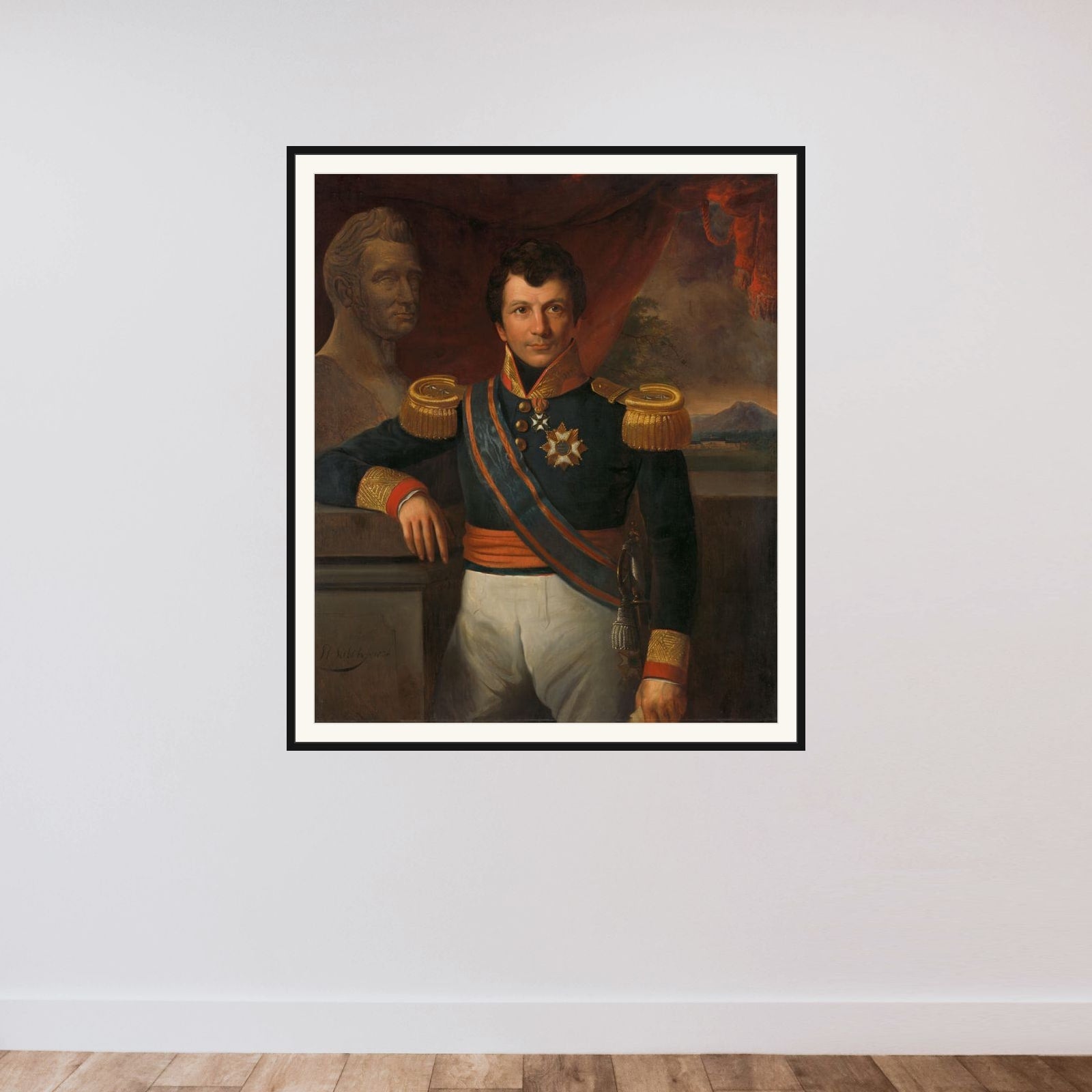 Portrait of Johannes, Graaf van den Bosch, Governor-General of the Dutch East Indies framed — shown to scale
