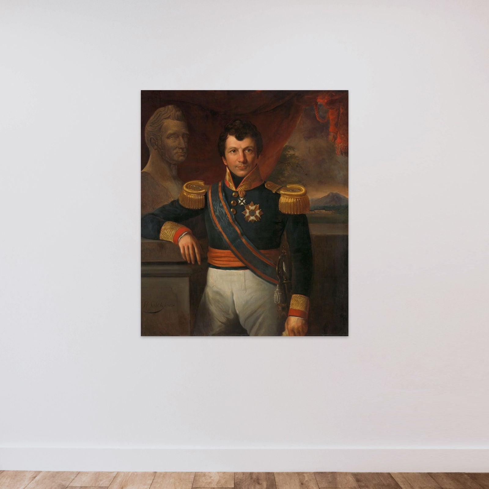 Portrait of Johannes, Graaf van den Bosch, Governor-General of the Dutch East Indies unframed — shown to scale