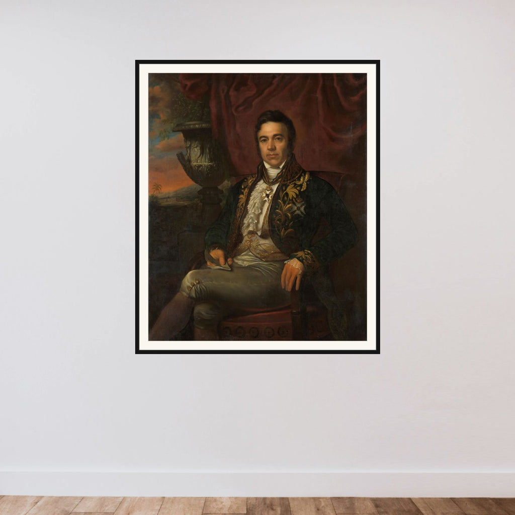 Portrait of Jean Chrétien Baud, Governor-General ad interim of the Dutch East Indies framed — shown to scale
