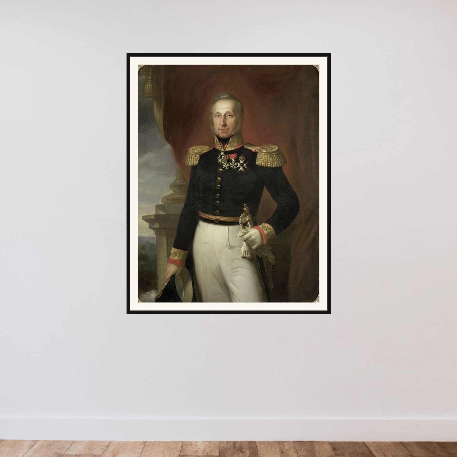 Portrait of Dominique Jacques de Eerens, Governor-General of the Dutch East Indies framed — shown to scale