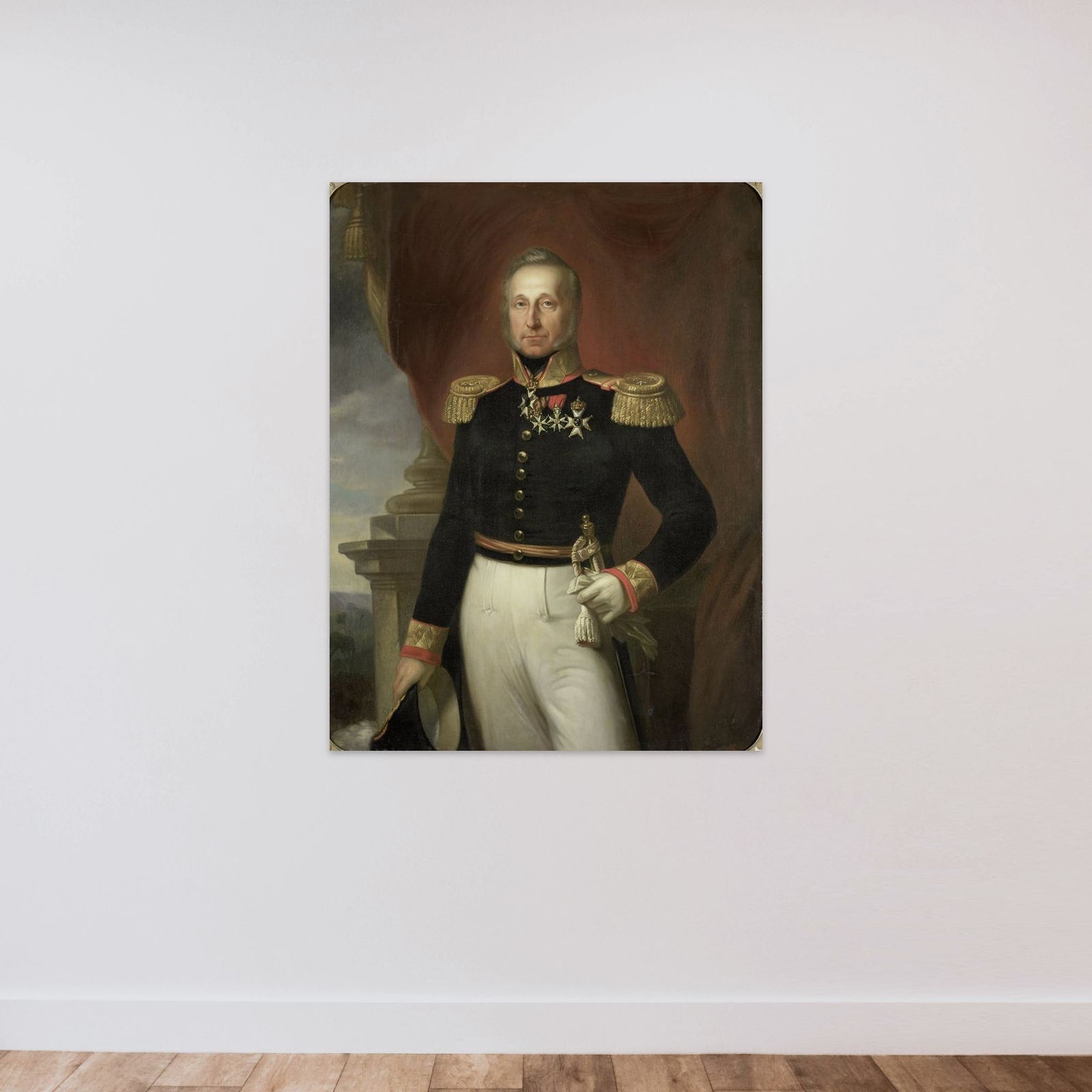Portrait of Dominique Jacques de Eerens, Governor-General of the Dutch East Indies unframed — shown to scale