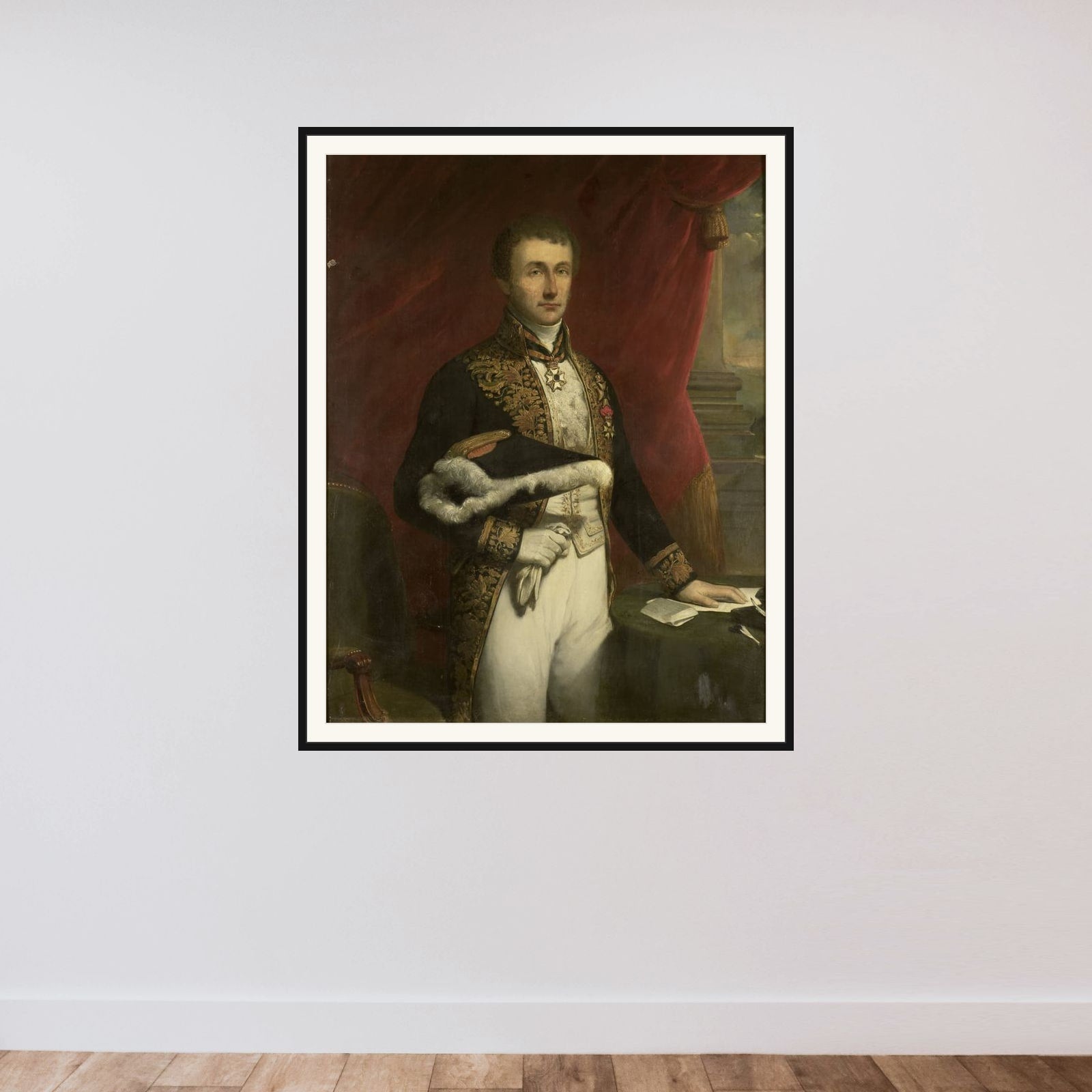Pieter Merkus (1787-1844). Gouverneur-generaal (1841-44) framed — shown to scale