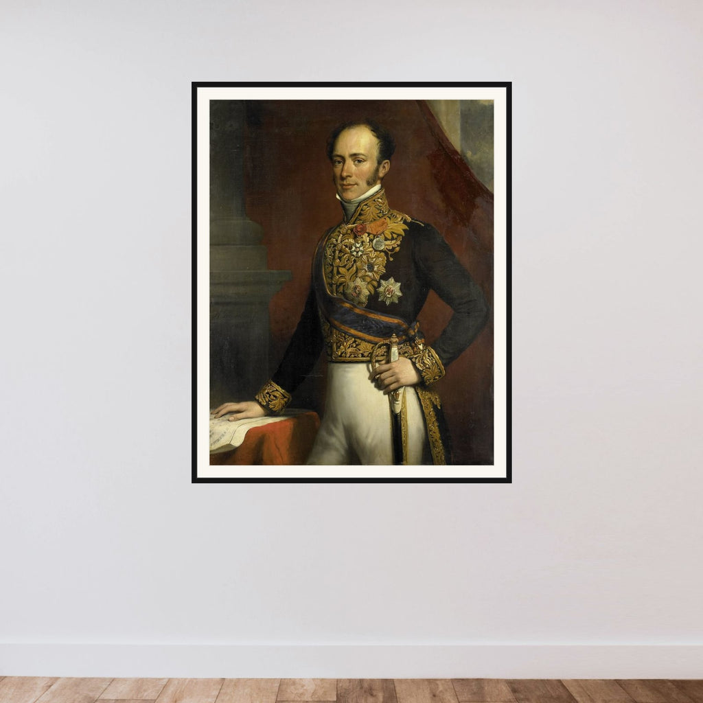 Portrait of Jan Jacob Rochussen, Governor-General of the Dutch East Indies framed — shown to scale