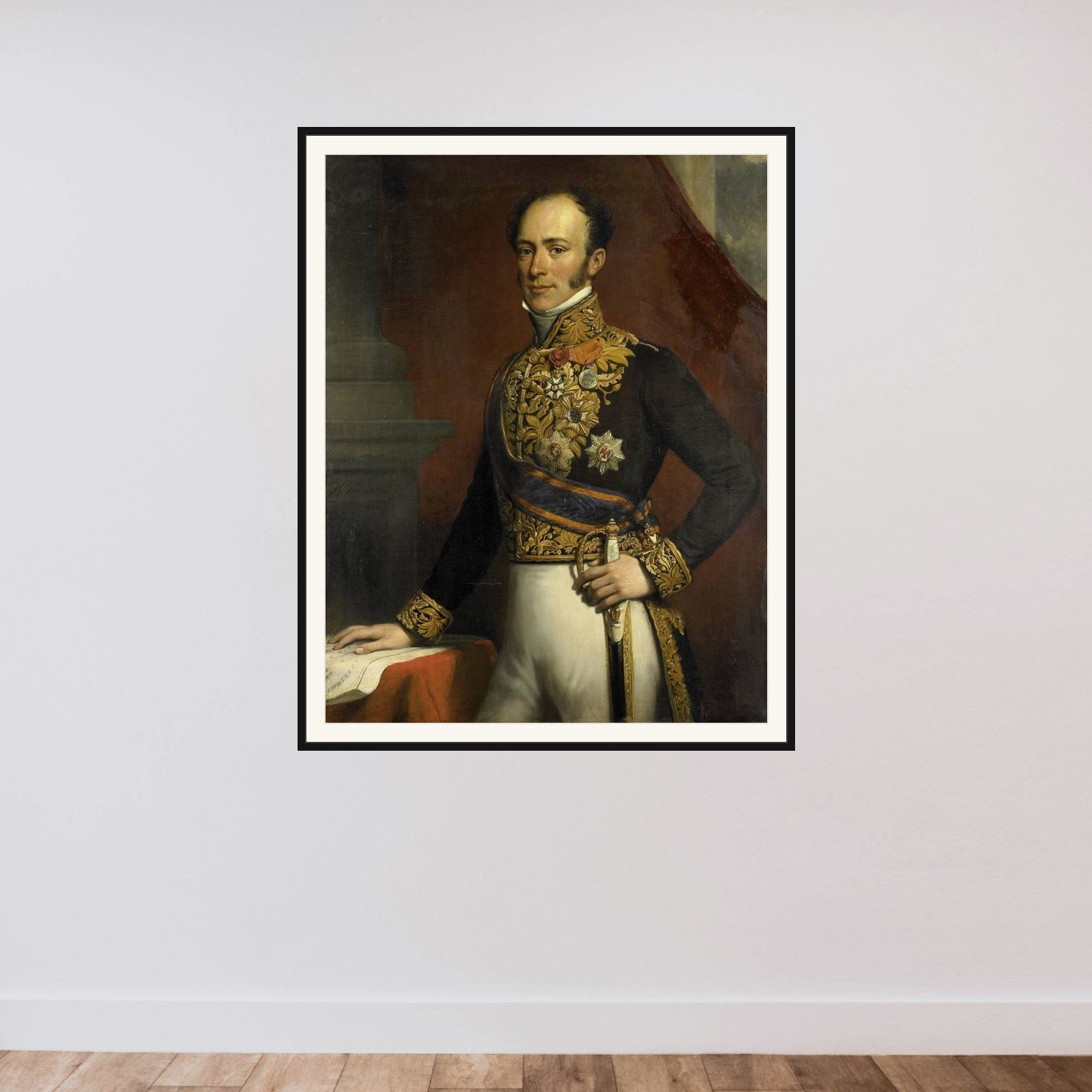 Portrait of Jan Jacob Rochussen, Governor-General of the Dutch East Indies framed — shown to scale