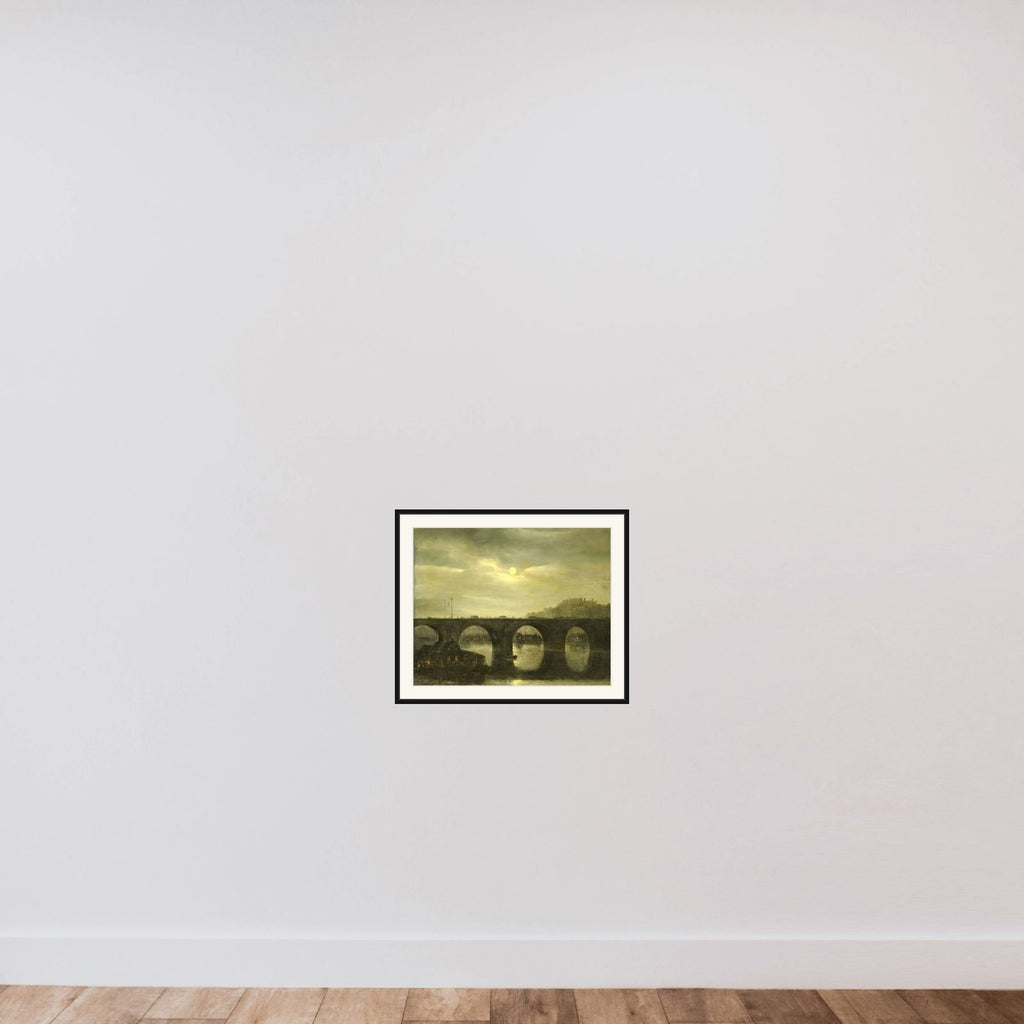 One of the Bridges over the Seine, Paris, in the Moonlight framed — shown to scale