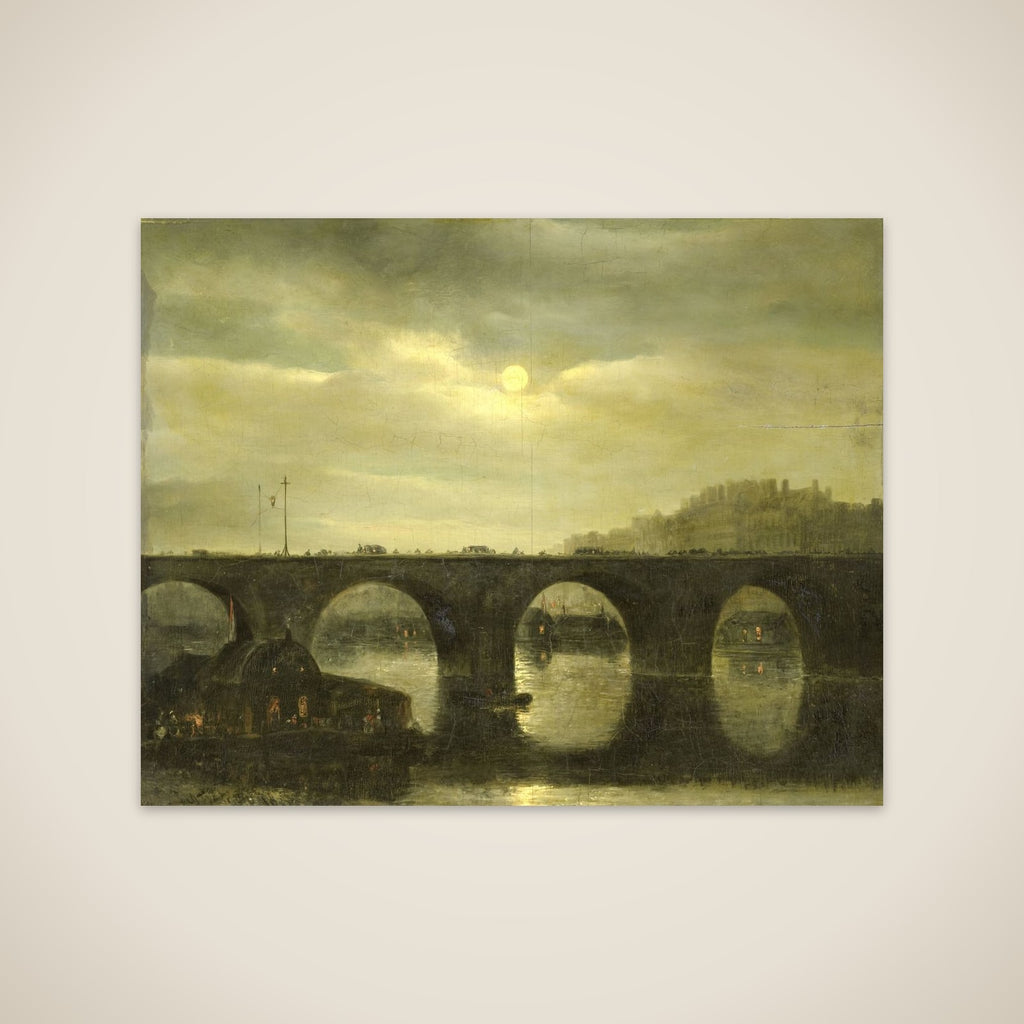 One of the Bridges over the Seine, Paris, in the Moonlight unframed print