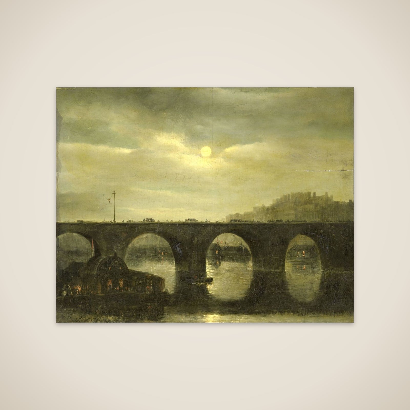 One of the Bridges over the Seine, Paris, in the Moonlight unframed print