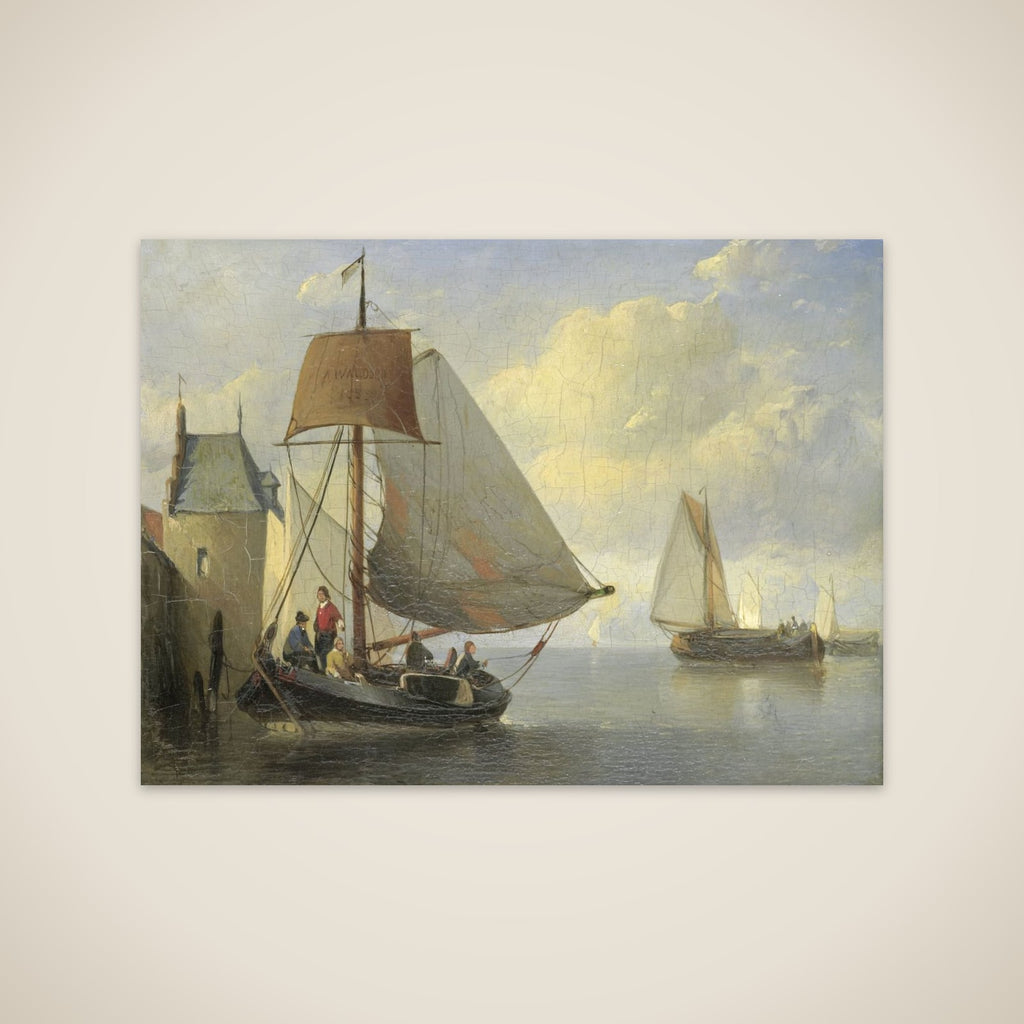 Riviergezicht met een waltoren geïnspireerd op de Camperveerse toren te Veere unframed print