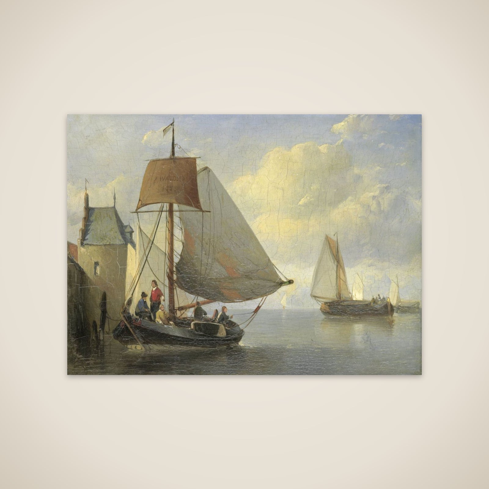 Riviergezicht met een waltoren geïnspireerd op de Camperveerse toren te Veere unframed print
