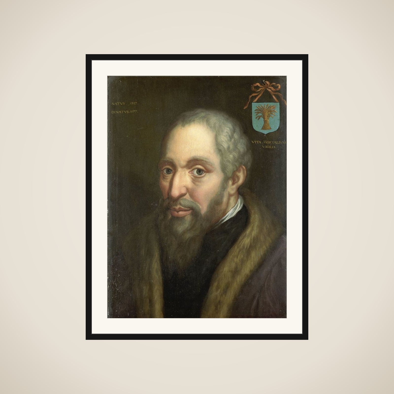 Portrait of Viglius ab Zuichemus, Frisian Jurist, President of the Privy Council and Member of the Council of State framed