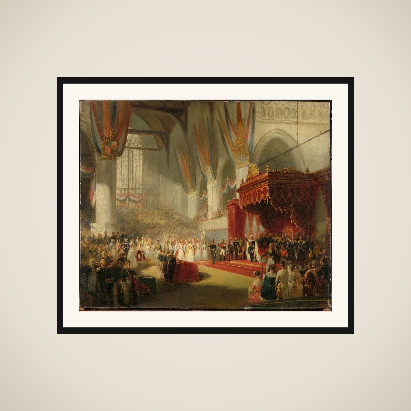The Inauguration of King William II in the Nieuwe Kerk in Amsterdam on 28 November 1840 framed