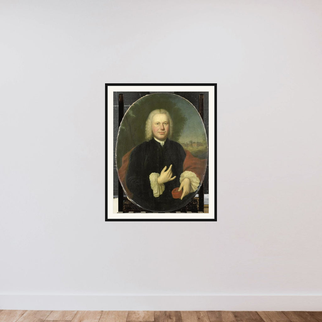 Diederik van Bleyswijk (1711-63), Baron of Eethen and Meeuwen, Lord of Babiloniënbroek, Burgomaster of Gorkum framed — shown to scale