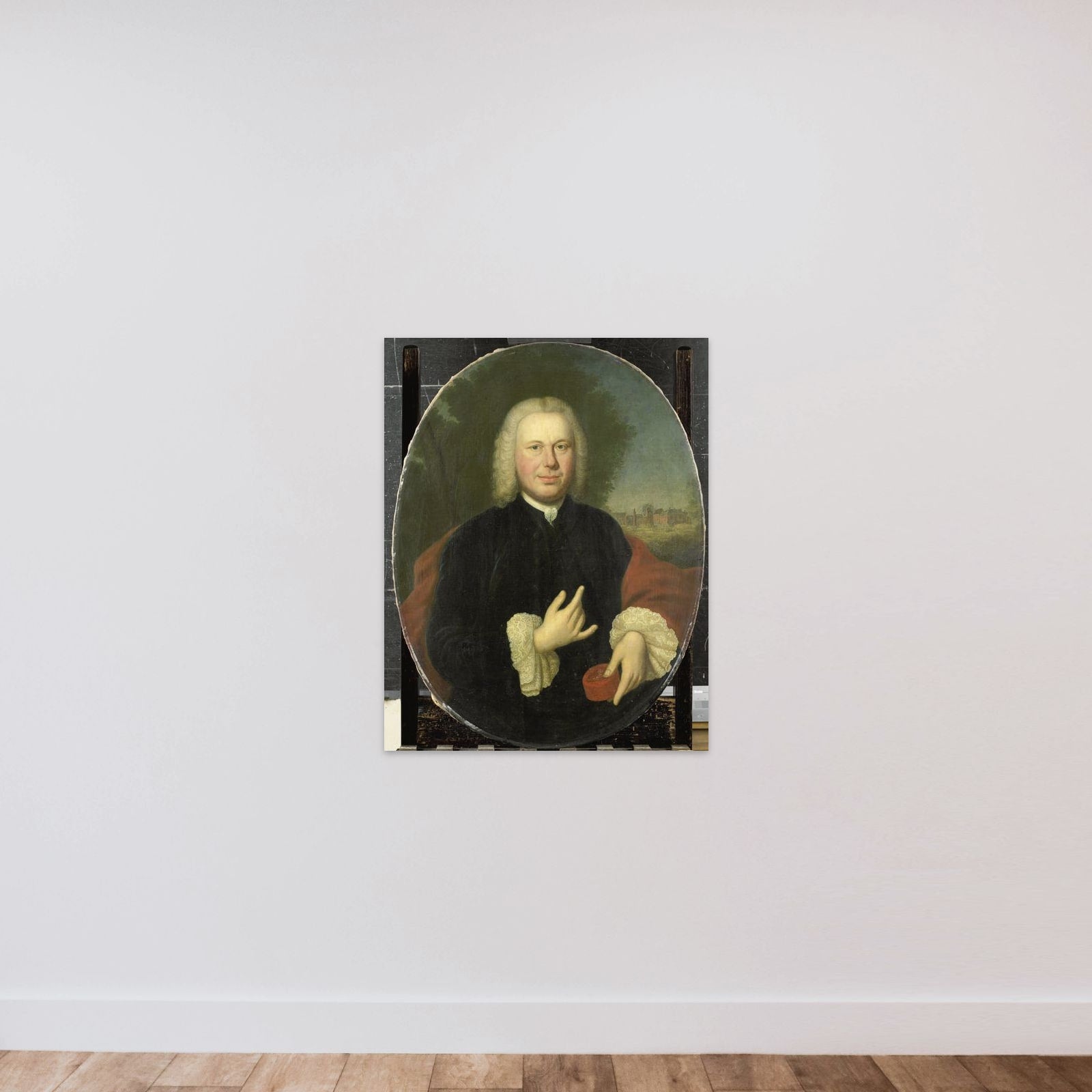 Diederik van Bleyswijk (1711-63), Baron of Eethen and Meeuwen, Lord of Babiloniënbroek, Burgomaster of Gorkum unframed — shown to scale