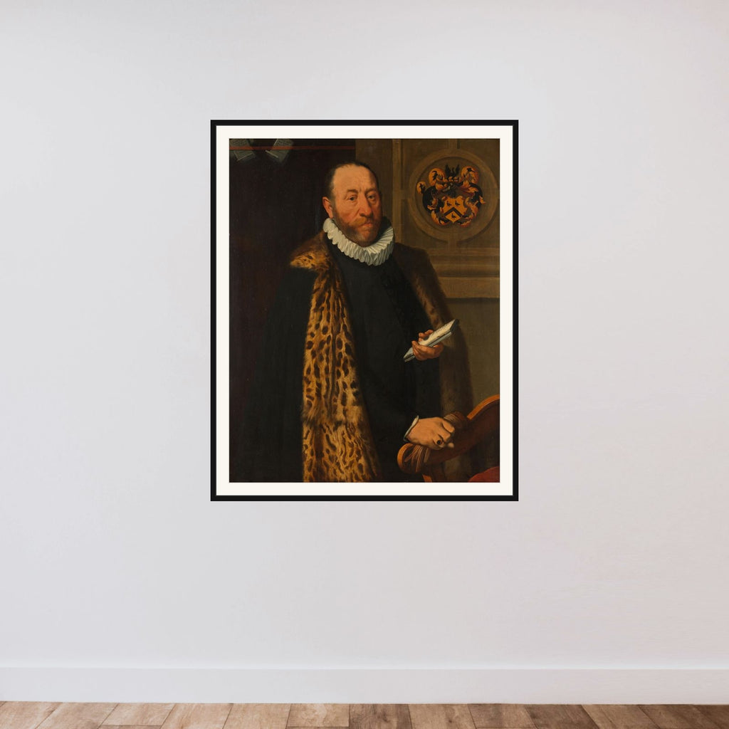Portrait of Mattheus Augustijnsz Steyn, Councilor in the College of the Admiralty of the Northern Quarter in Dokkum framed — shown to scale