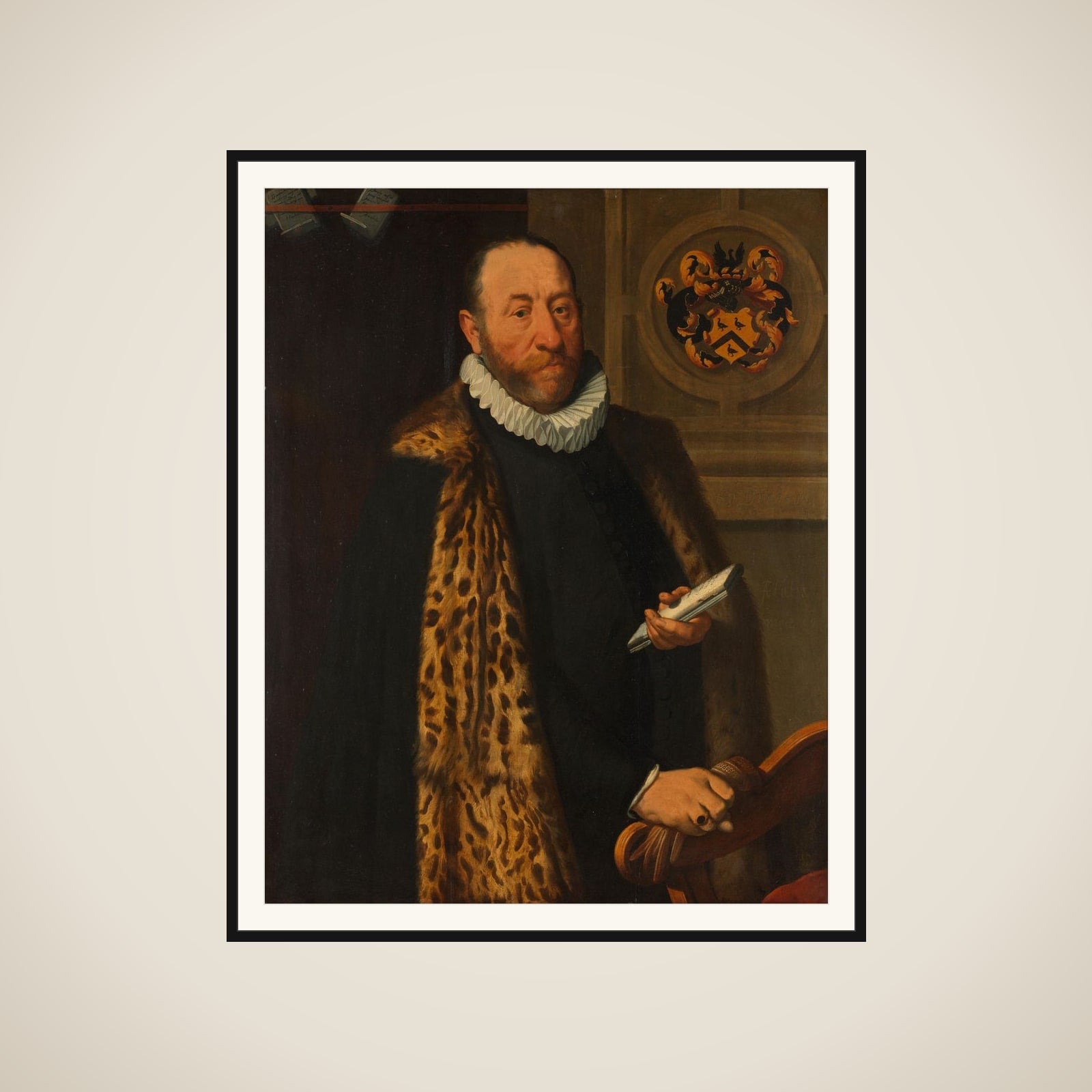 Portrait of Mattheus Augustijnsz Steyn, Councilor in the College of the Admiralty of the Northern Quarter in Dokkum framed