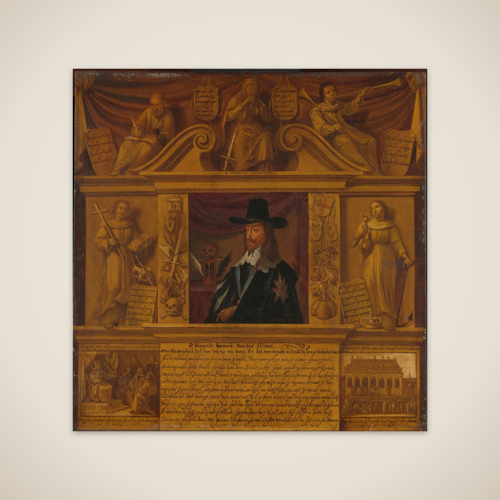 Portrait of Charles I, King of England, in a Frame with Allegorical Figures and Historical Representations unframed print