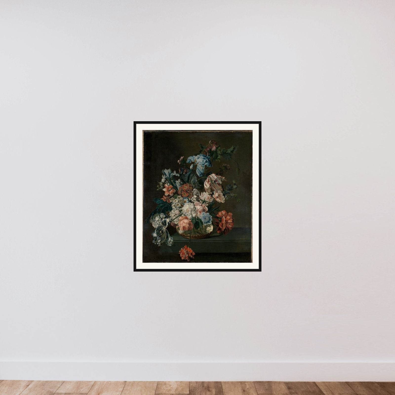 Still Life with Flowers framed — shown to scale