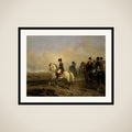 Keizer Napoleon I en zijn staf te paard framed