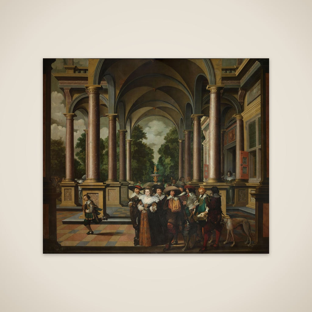 Gallery of a Palace with Ornamental Architecture and Columns unframed print