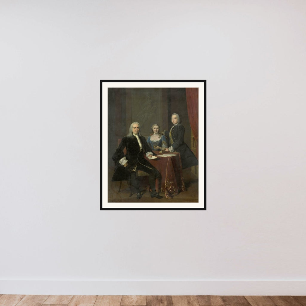 Family Group in an Interior framed — shown to scale