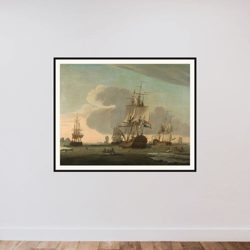 "The Groenlandvaarder ""Zaandam"" of the Shipping Company Claes Taan and Son, Zaandam, on a Whale Hunt" framed — shown to scale