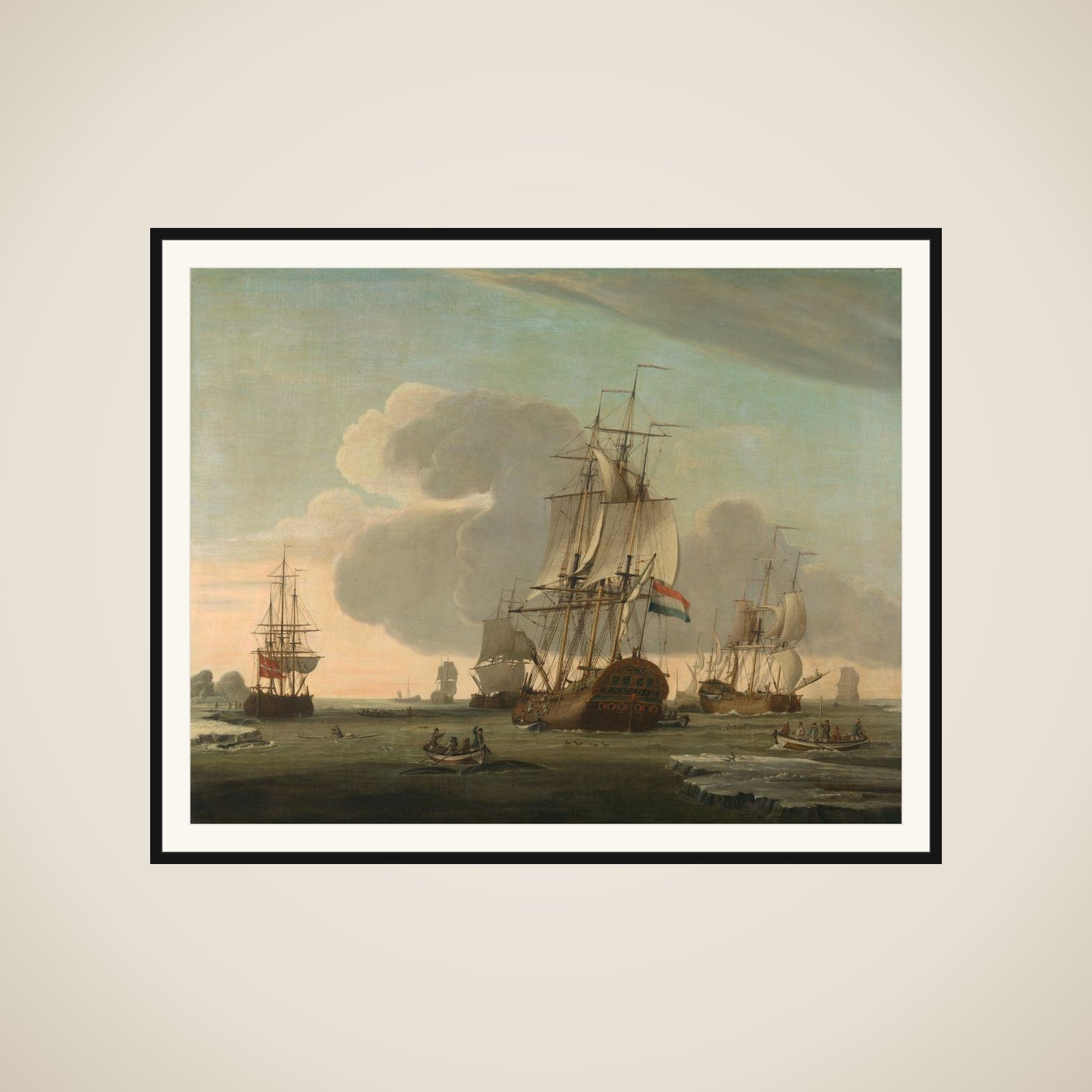 "The Groenlandvaarder ""Zaandam"" of the Shipping Company Claes Taan and Son, Zaandam, on a Whale Hunt" framed