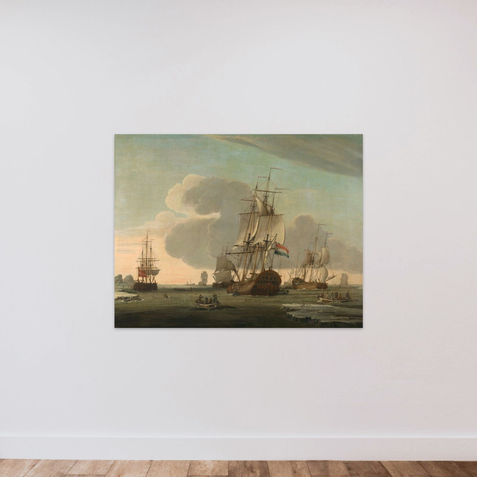 "The Groenlandvaarder ""Zaandam"" of the Shipping Company Claes Taan and Son, Zaandam, on a Whale Hunt" unframed — shown to scale