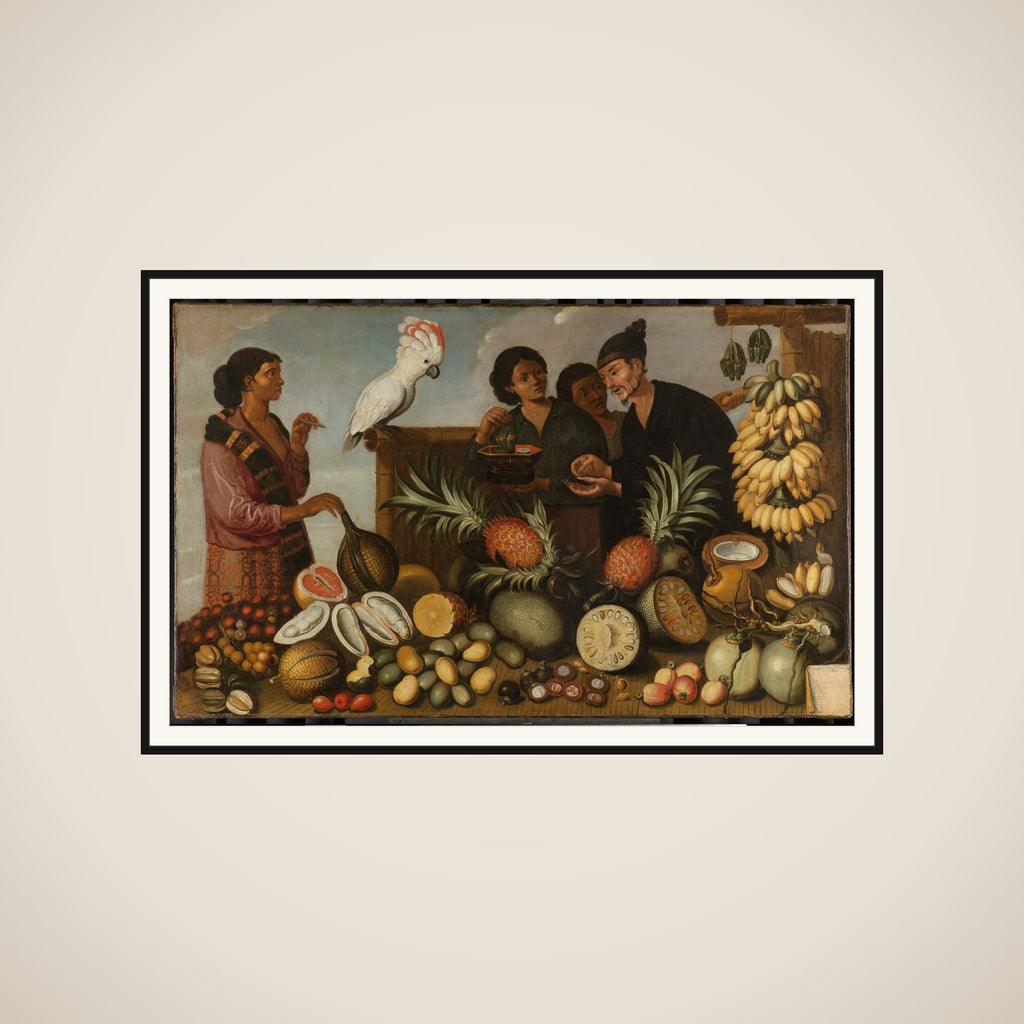 East Indian Market Stall in Batavia framed