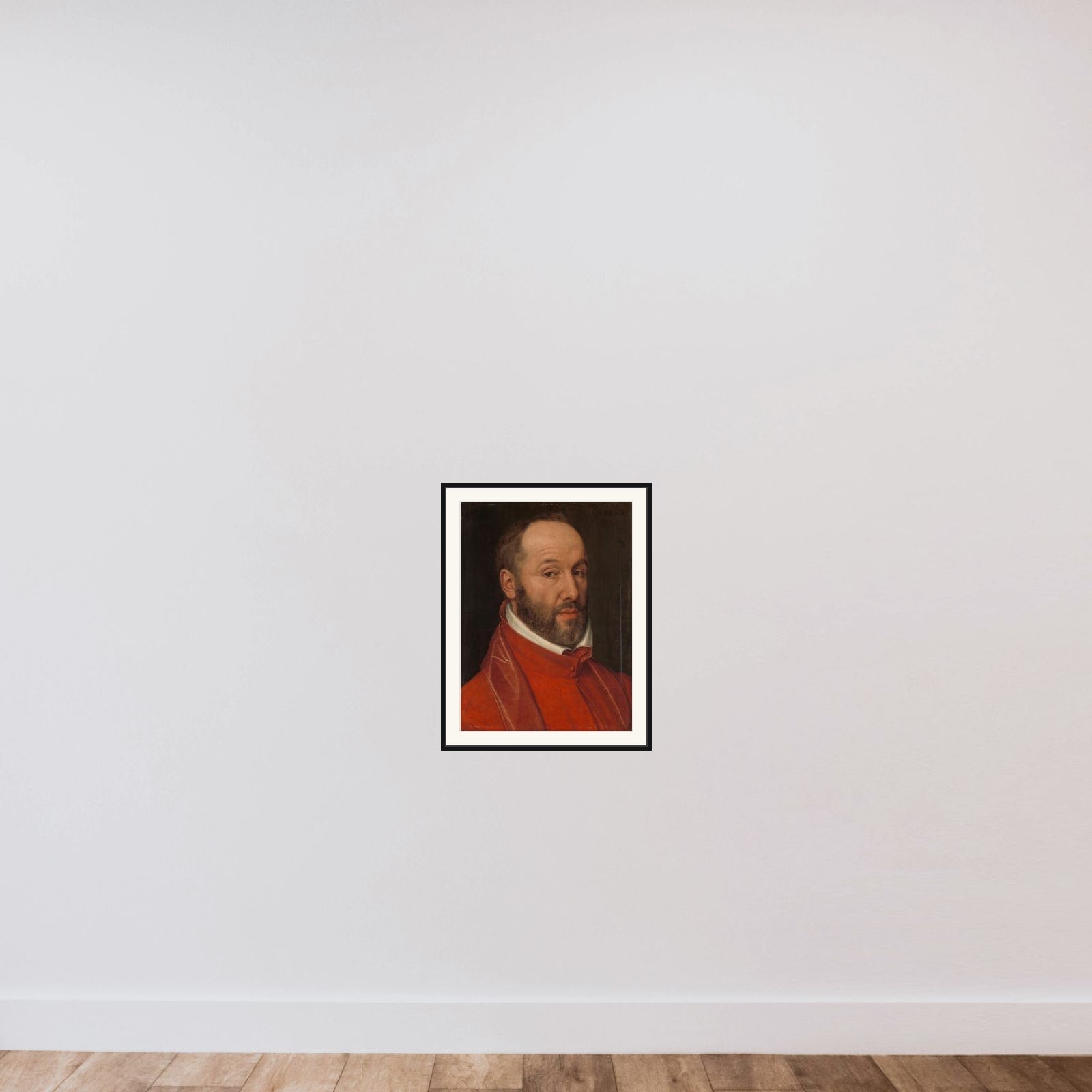 Portrait of Antoine Perrenot, Cardinal de Granvelle, Minister to Charles V and Philip II framed — shown to scale